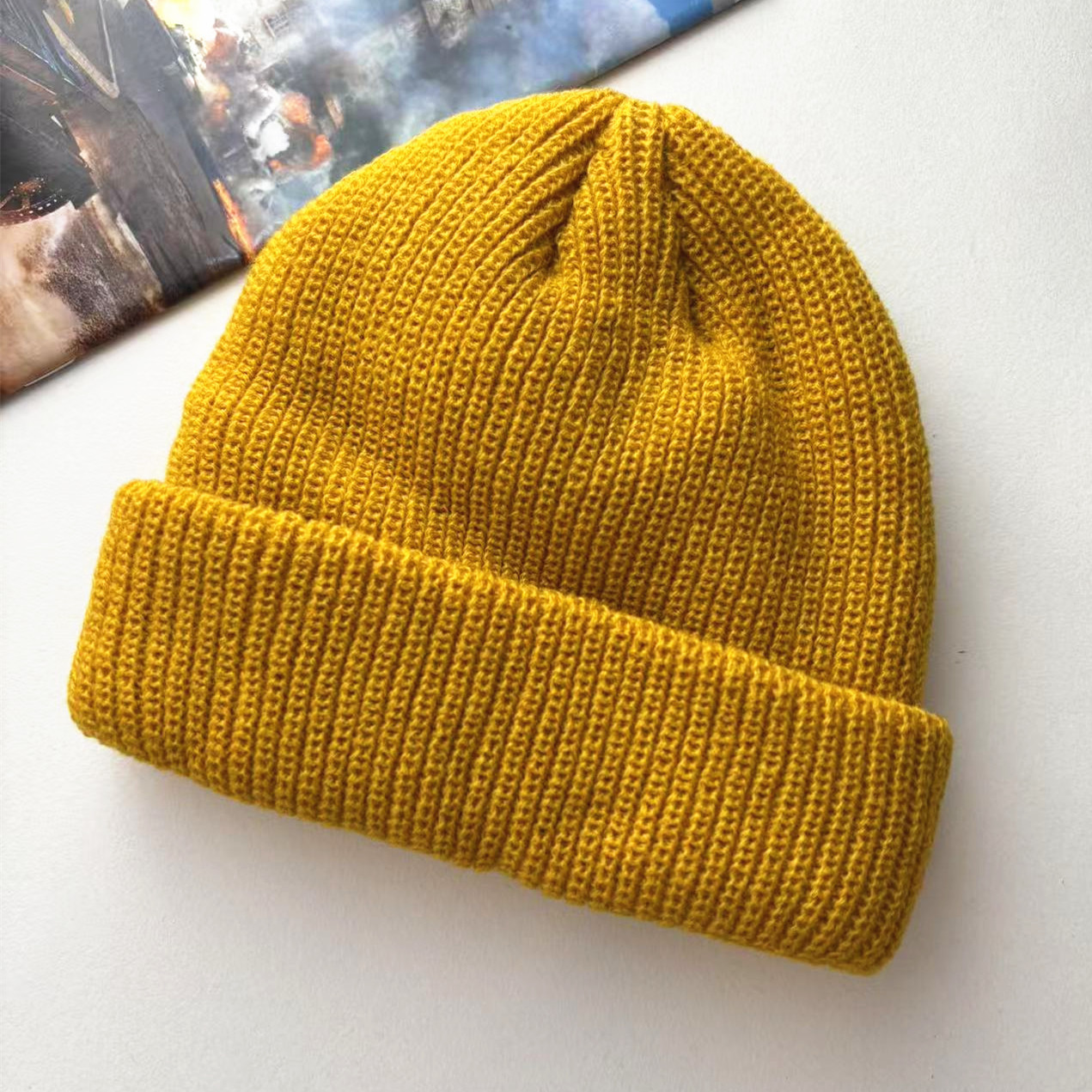 Picture of 2020 Cold Hat Men's Melon Hat Winter Women's Autumn and Winter Solid Color Watermelon Knitted Wool Hat Pullover Ski Hat