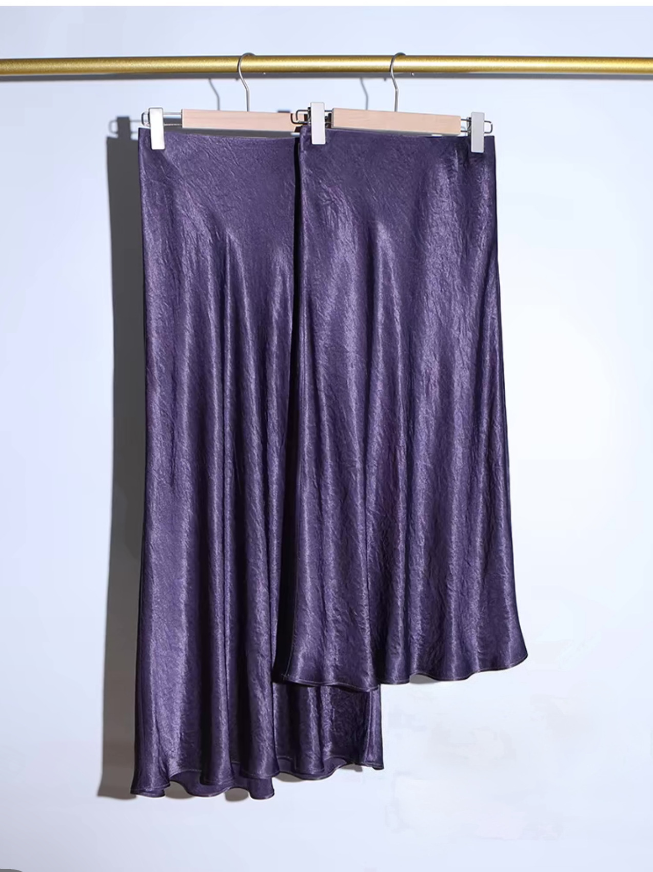 Japanese Imported Pleated Acetate Textured Midi Skirt in Dark Purple, Fishtail Long Skirt, A-Line Skirt for Women, Bias-Cut