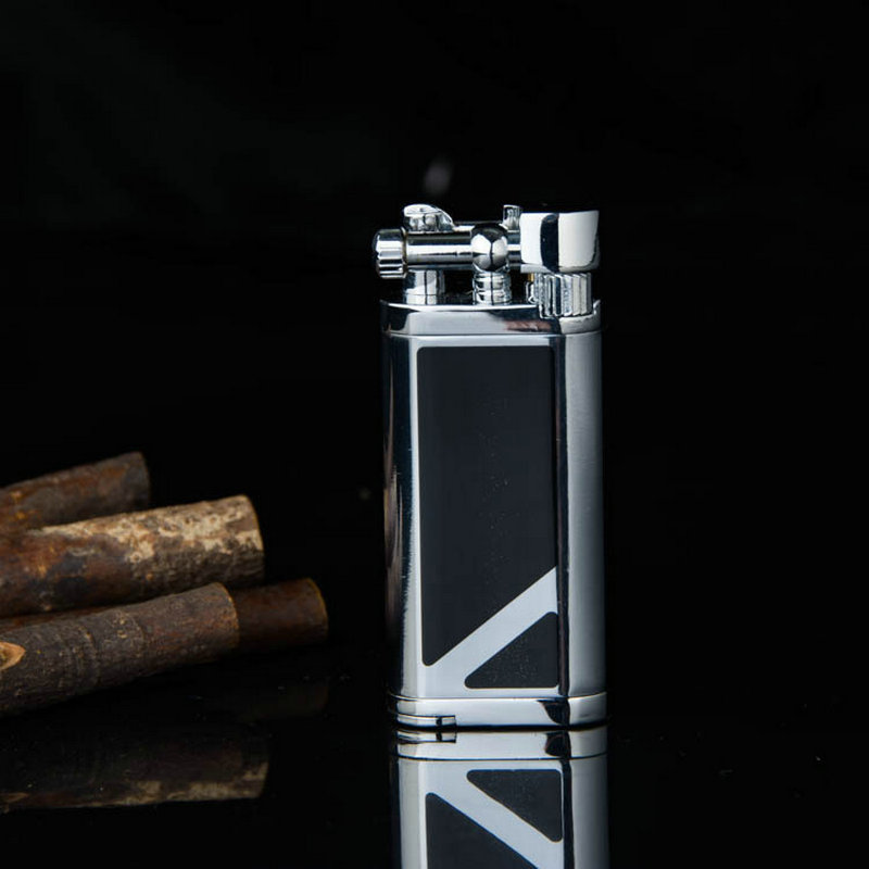 Picture of Grinding wheel open flame cigarette lighter gas creative inflatable Langsheng oblique fire lighter metal pipe mini lighter gift
