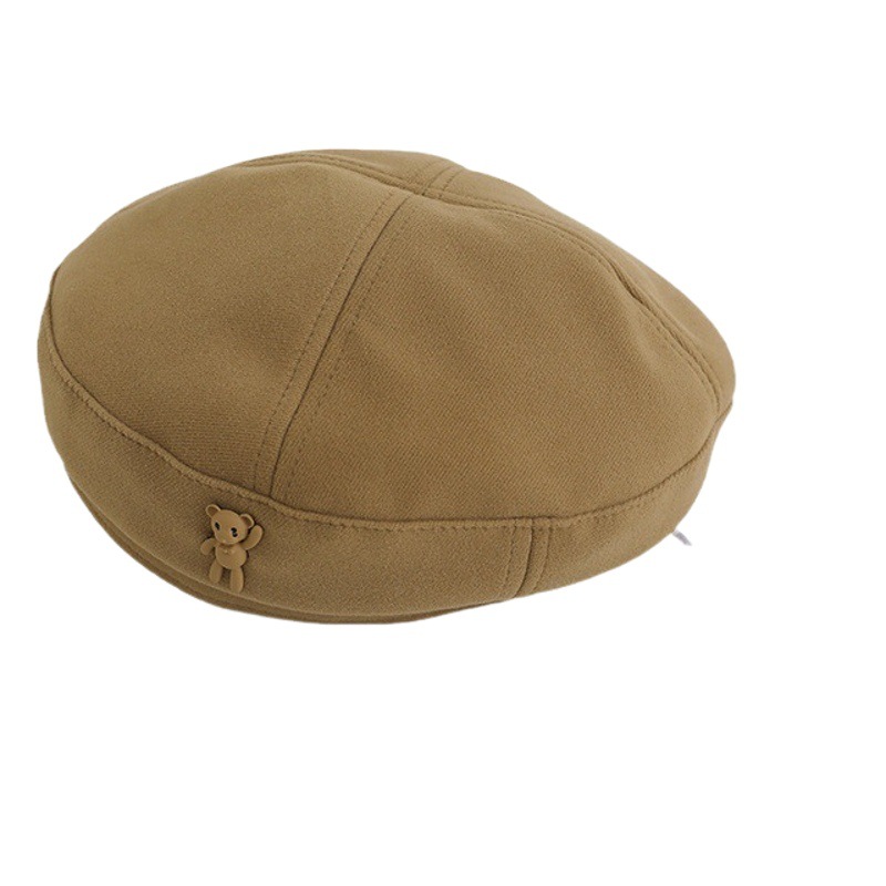 Qiunan Korean Children's Beret 2025 Autumn and Winter Bear Ins Solid Color Girls' Baby Hat Pumpkin Hat Wholesale