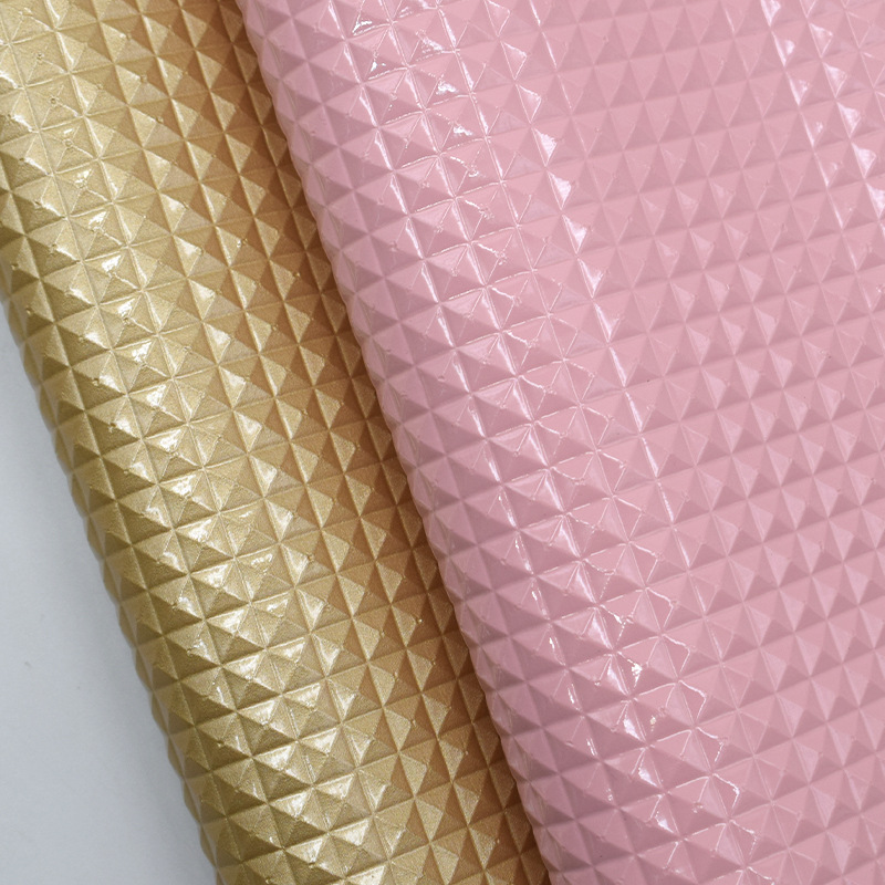 Picture of Three-dimensional high-gloss diamond pattern PVC leather 0.8mm brushed bottom Diamond checkered handbag cosmetic bag glasses bag fabric