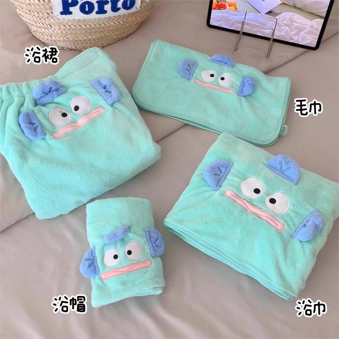 Factory wholesale coral fleece cute cartoon bath towel towel dry hair cap three-piece soft absorbent lint-free bath skirt