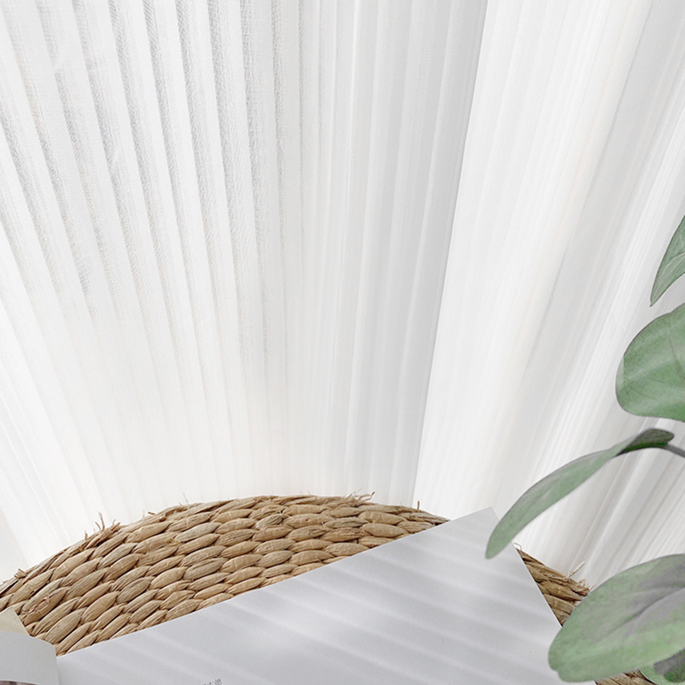 Picture of Cross-Border Vertical Striped Venetian Blinds Perforated Window Screen Living Room Balcony Bay Window Light-Impermeable Dream Curtain Curtains