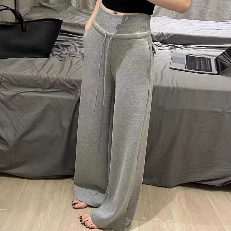 2025 Commuter Casual High-Waisted Sweatpants Versatile Autumn New Elastic Loose Straight-Leg Floor-Length Pants for Women