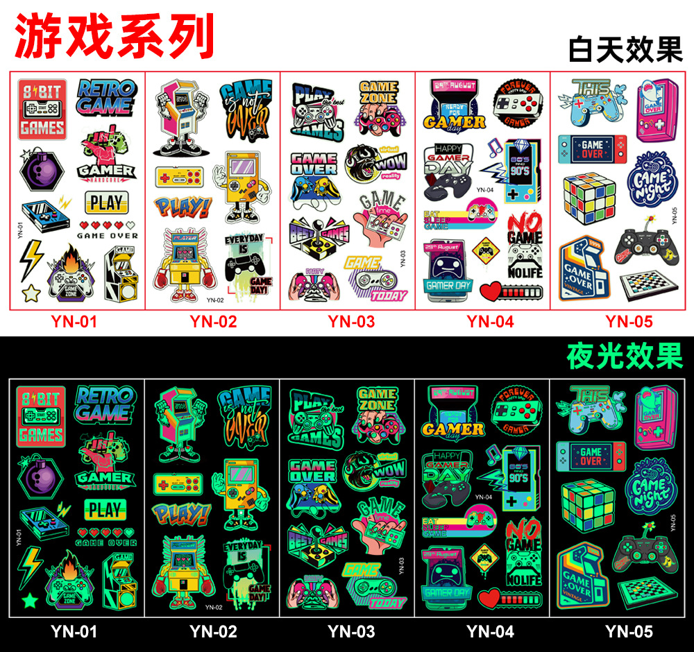 Picture of Amazon New Luminous tattoo Sticker Kids Cartoon Bonus Party Gift tattoo Cross Border Temporary Sticker