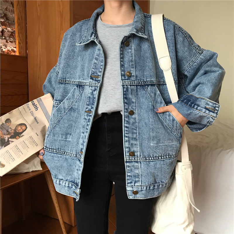 Picture of Vintage Denim Jacket New Women's Autumn and Winter All-match Elegant Small Loose Slim Jacket Long-sleeved Top Trendy