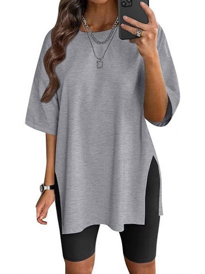 Cross-Border Aliexpress Wish Amazon Ebay European and American Clothing 2025 Summer New Round Neck Loose Short-Sleeved T-Shirt