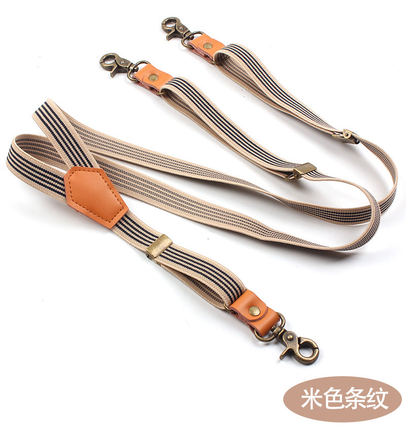 Picture of Suit Pants Shoulder Strap Black y Strap Clip Triple Clip Hook Buckle Suspender Strap Leather Rivet Vintage Suspender Strap