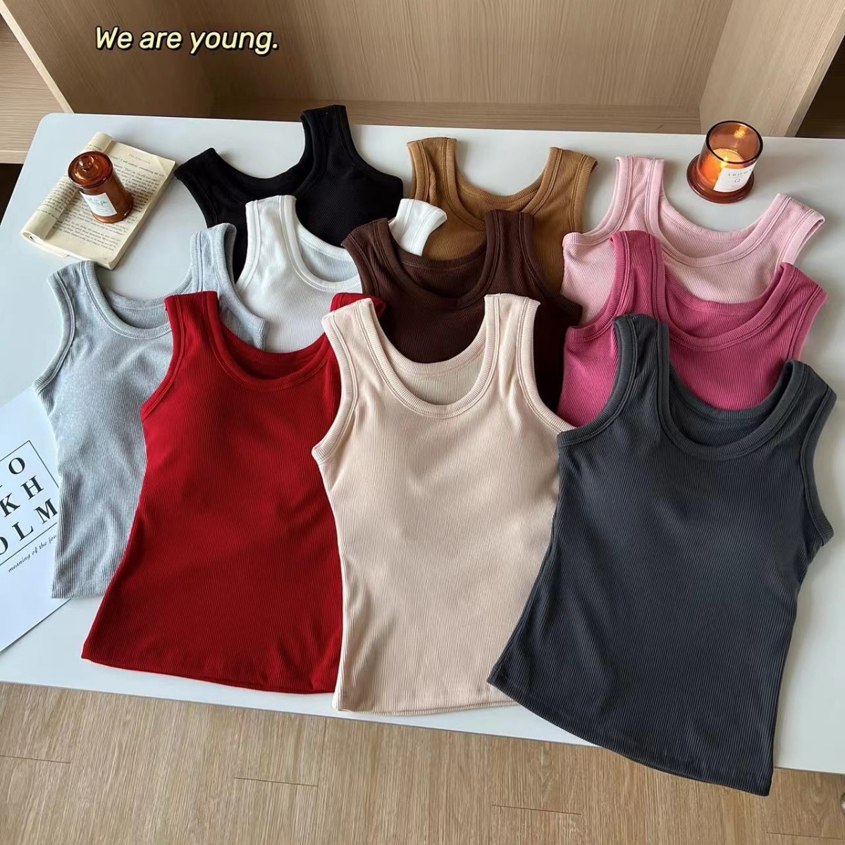 Autumn and Winter German Velvet Ten-Color Brushed Thickeneded Warm Sleeveless Vest with Chest Pad for Women Slimming Look Bottoming Warm Top