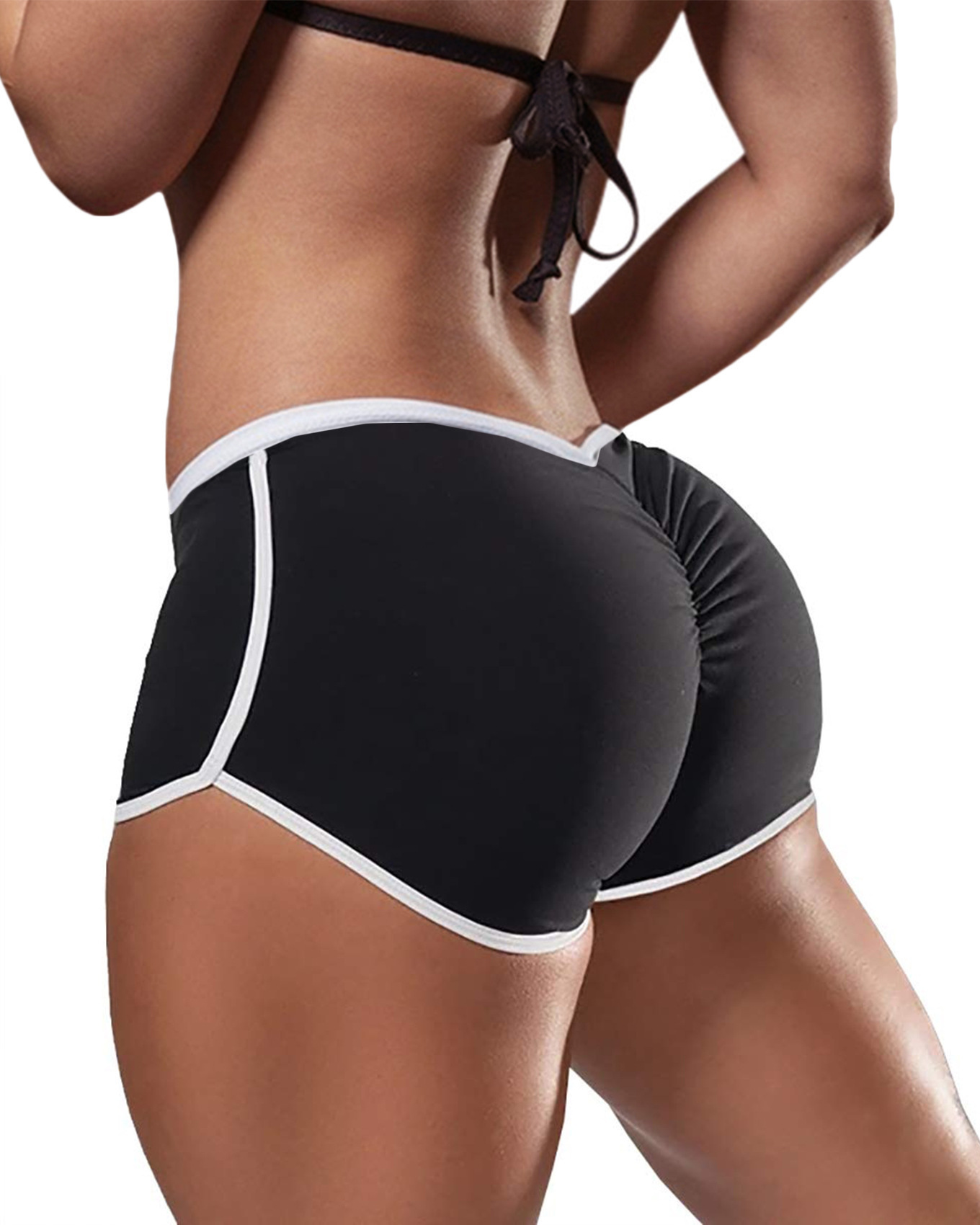 Picture of 2021 new summer European and American Foreign Trade ladies plus size sexy solid color low waist sports running tight hip lifting shorts