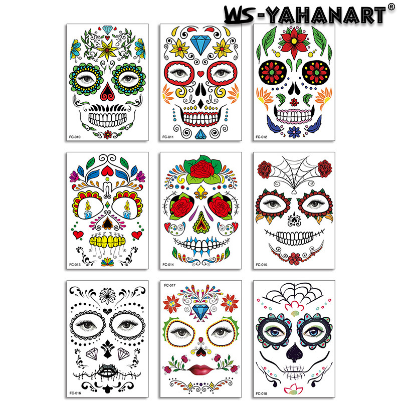 Picture of European and American cross-border hot sale Halloween funny face tattoo stickers masquerade dead dead face stickers tattoo stickers