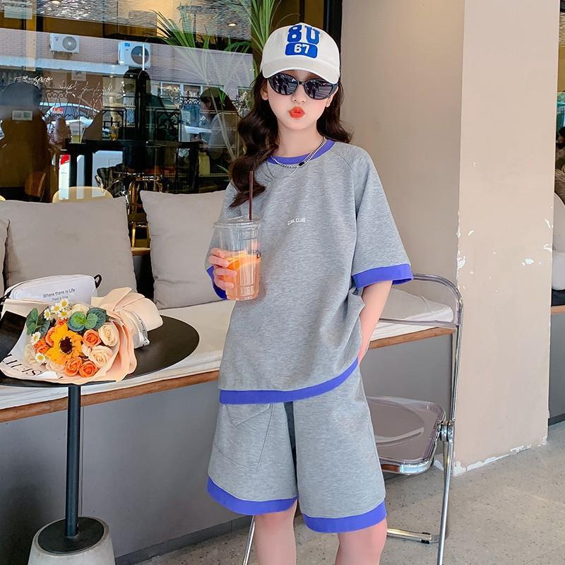 Girls' Sports Suit 2023 Summer New Stylish Short-sleeved Girls Fashionable Korean Two-piece Shorts