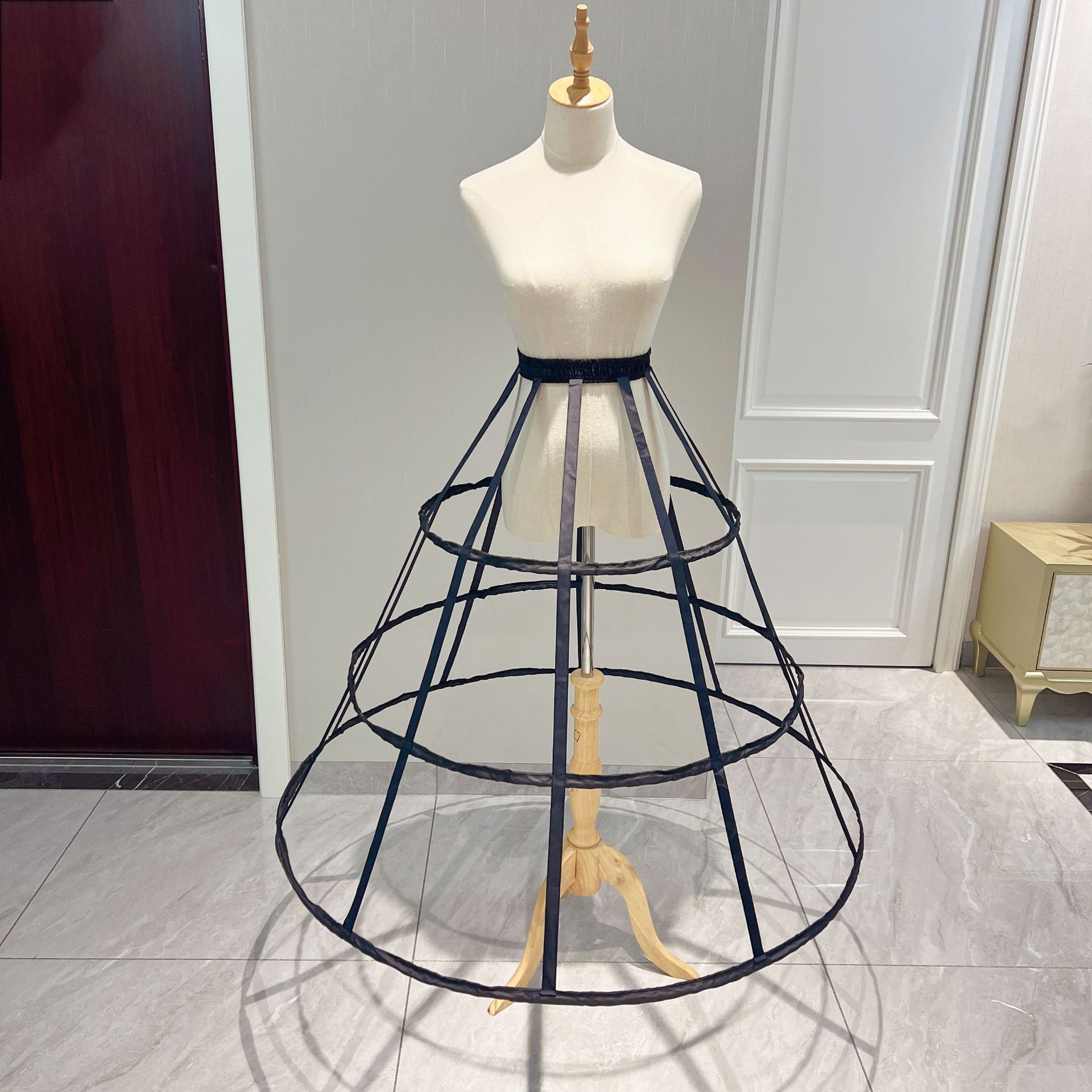 Picture of Hollow Bird Cage Skirt with Fish Bones, Two, Three, Four, Five Steel Black and White Cosplay Violent Lolita See-Through Petticoat
