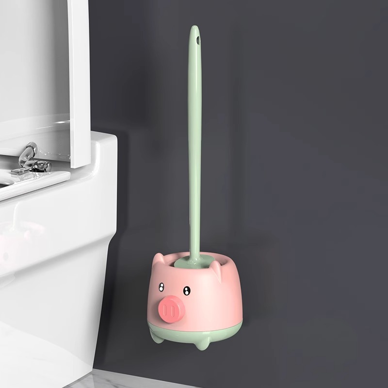 Picture of Wall-mounted toilet brush household no dead angle with base cartoon toilet punch-free toilet brush cleaning suit