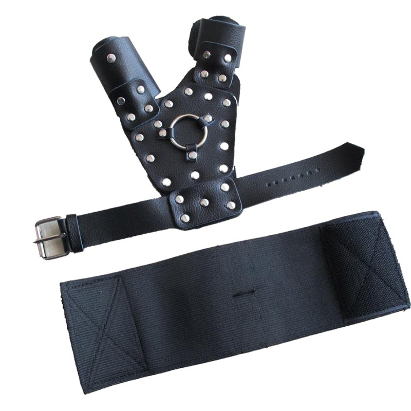 Fish Shooting Hand Bracer Cow Leather Full Steel Plate Hand Bracer Stretch Cow Leather Wristlet Closed Fishing Wheel Fixed Hand