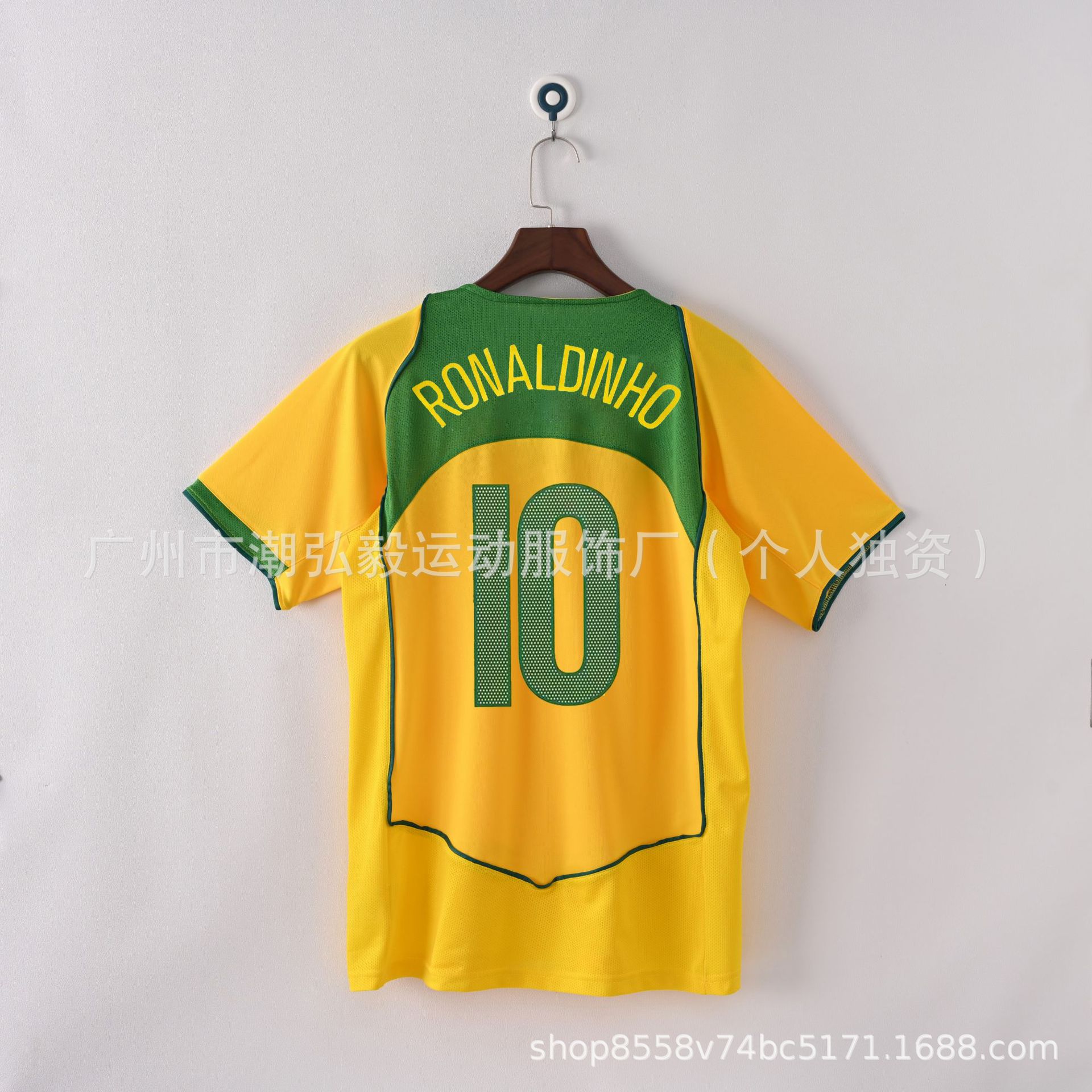 Picture of Wholesale Vintage 980204 World Cup Brazil Jersey No. 9 No. 10 Ronaldo Vintage Jersey Soccer Uniform