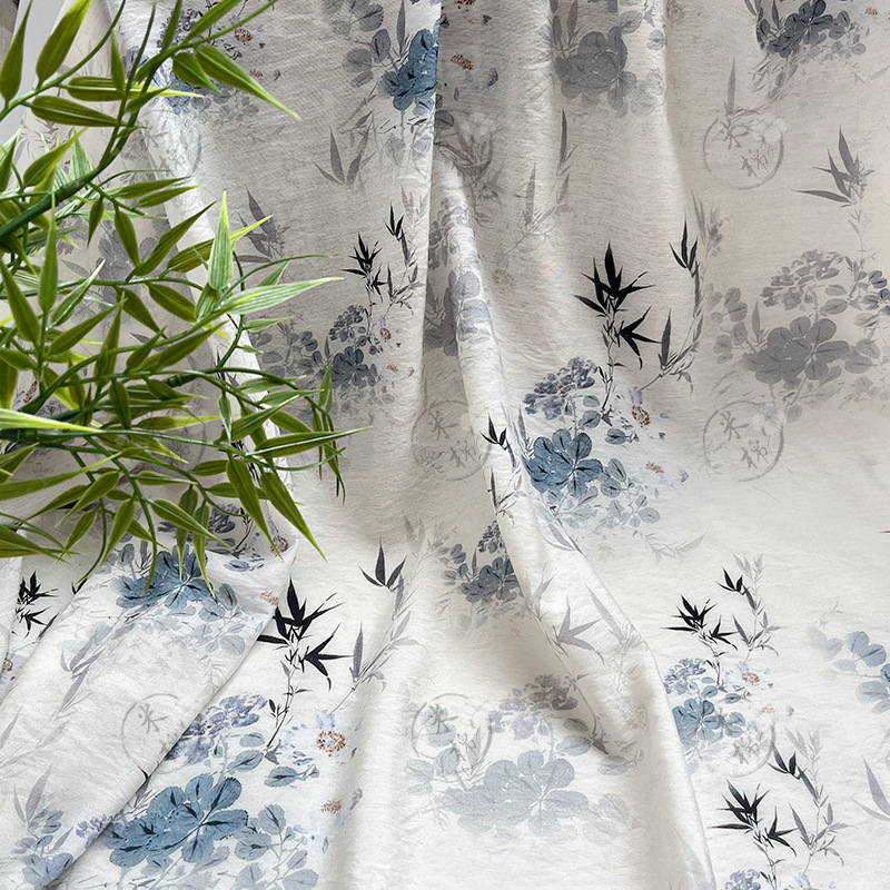 Qingjun dyeing ink national style digital printing fabric brocade cotton fabric cheongsam dress top Hanfu handmade fabric