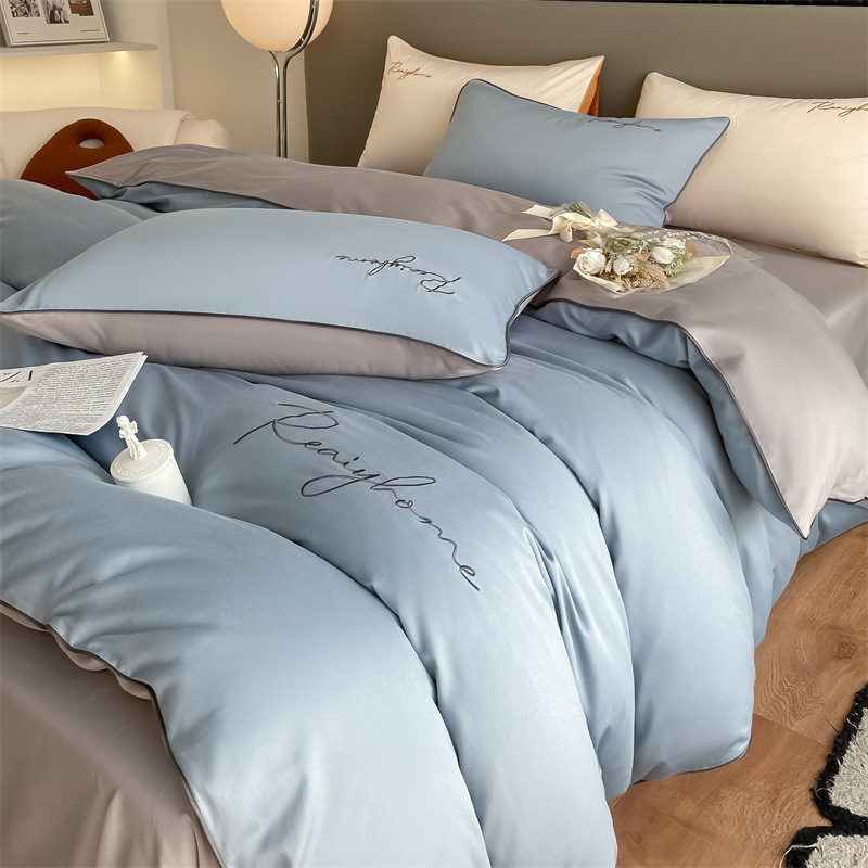Picture of Light luxury 120 long-staple cotton quilt cover single piece pure cotton quilt cover solid color double-piece quilt cover Nantong bedding