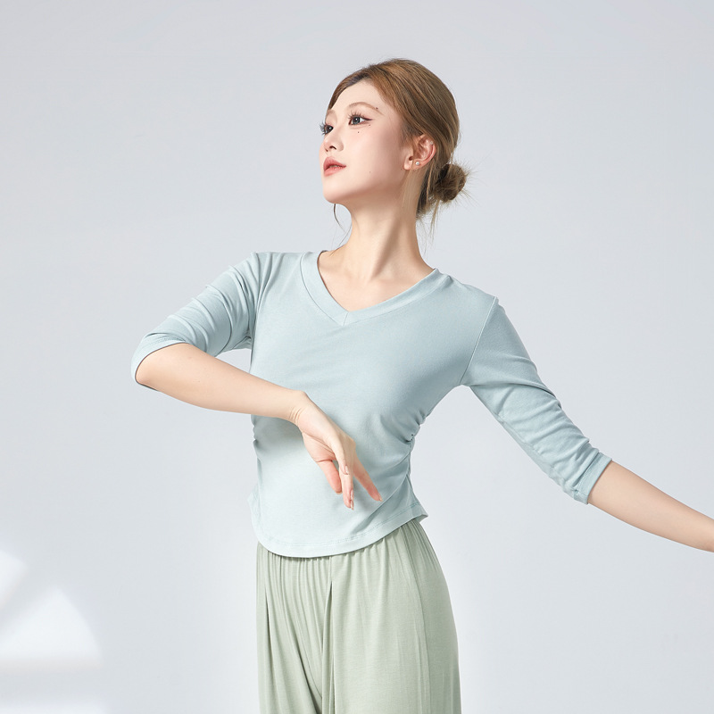 Picture of Dance Suit Top Women's V-neck Slim Look Classical Dance Suit Modern Dance National New Style Clothing Adult Dance Practice Suit