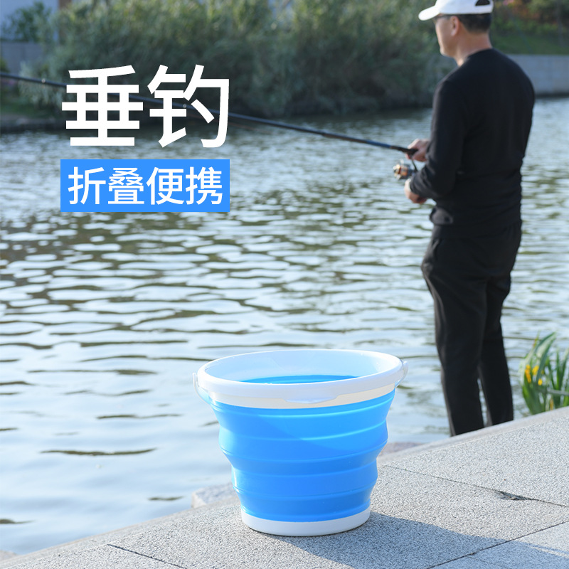 Picture of Foldable Bucket Bucket Portable Travel Multifunctional Small Bucket Household Retractable Bucket Car Washing Bucket Bucket Art Storage