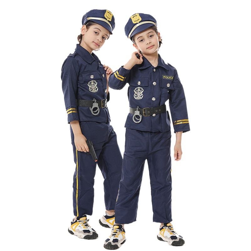 Cross-Border Hot Selling Halloween Costumes Children's Police Role-Playing Game Clothes Performance Dance Festival Party Clothes