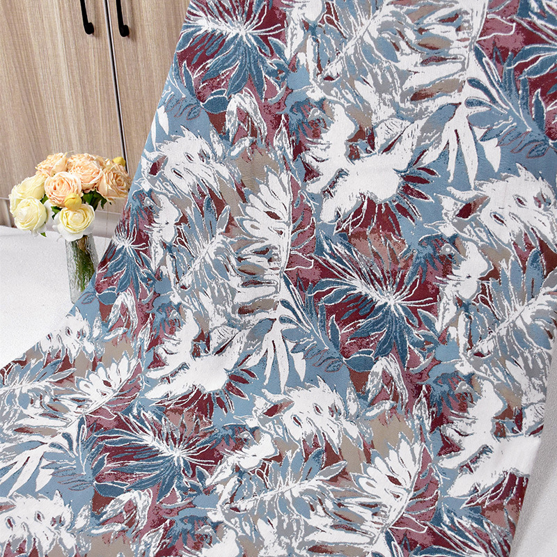 New Chenille Leaf Sofa Fabric Plant Flower Italian Style Polyester Cotton Fabric Thickened Wear-resistant Wall Cloth Door Curtain Wall Cloth