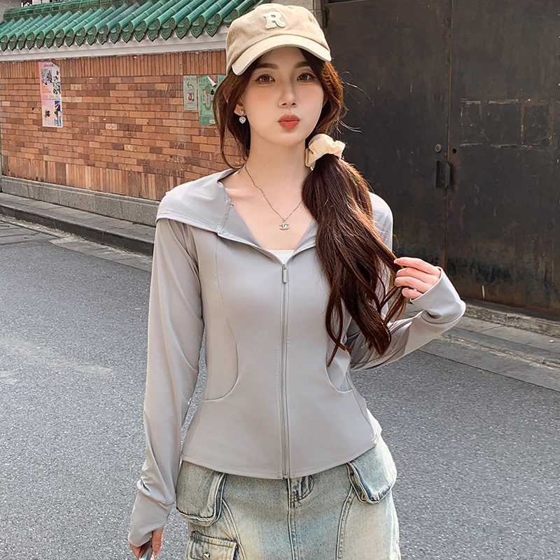 Picture of H829 Pocket Summer Outdoor Ice Silk Sun Protection Clothing New UV Protection Sunshade Lightweight Skin Clothing Sun Protection Clothing