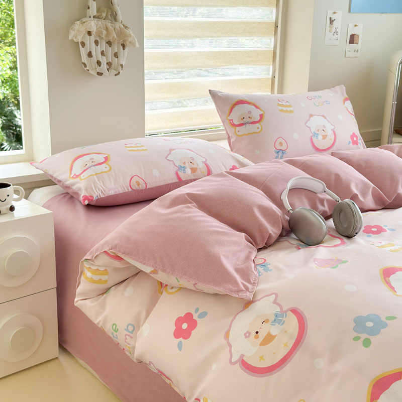 Picture of Small Fresh Summer Four-piece Bed Sheet Quilt Cover Single Student Dormitory Three-piece Cartoon Bedding