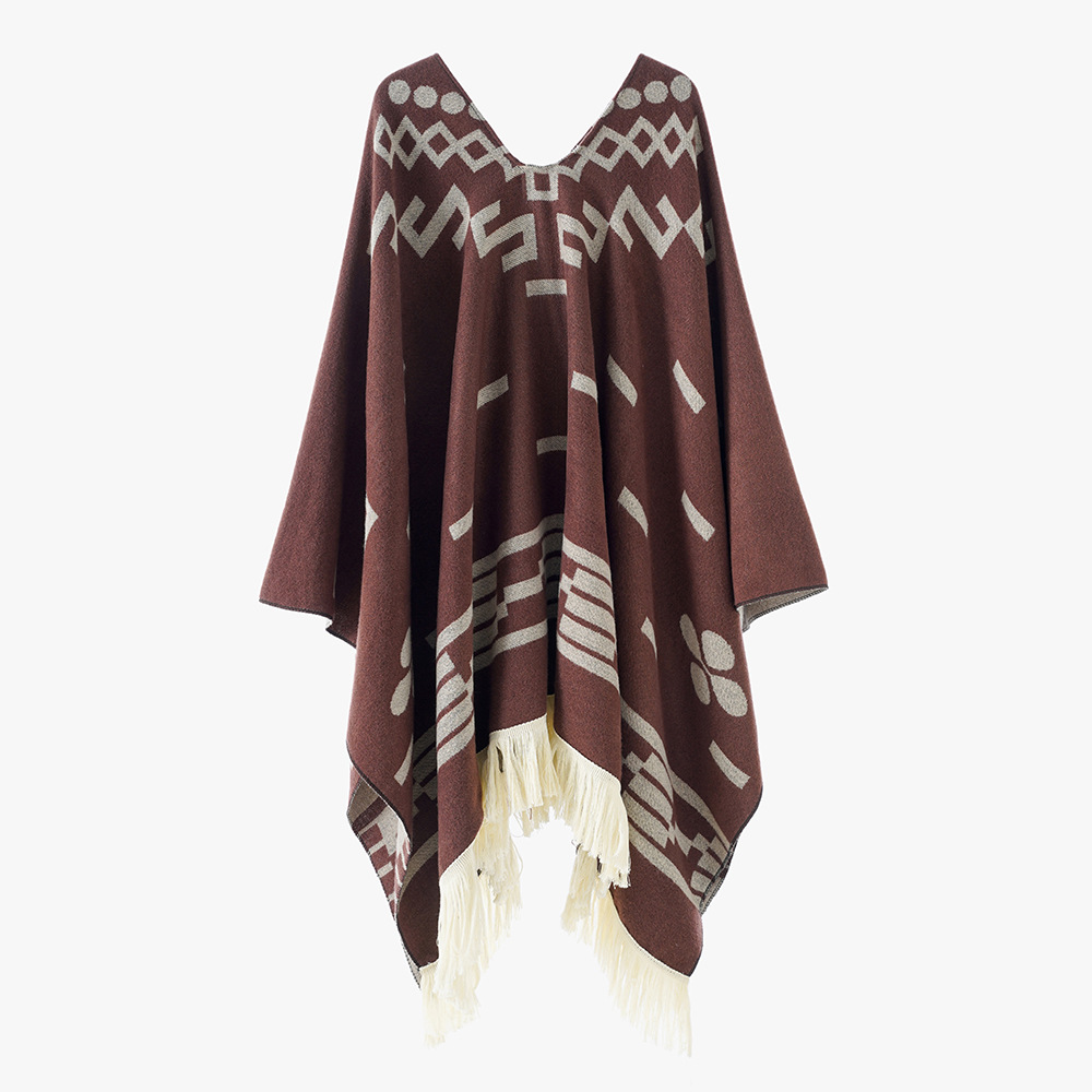 Picture of 2025 New Tassel Pullover Cape Outer Wear Shawl Warm Large Shawl Outer Wear High-end Geometric Pattern