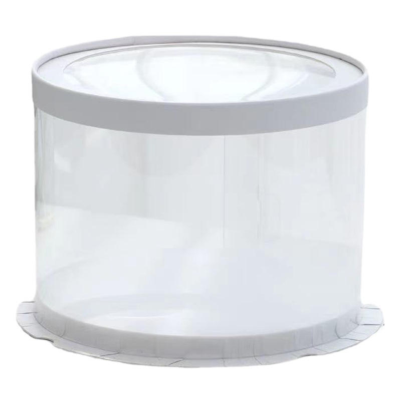 Cross-Border Wholesale Transparent Round Cake Baking Birthday Gift Flowers Dessert Fluid Bear Double Layer Heightening Packaging Box