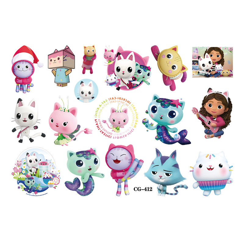 Picture of Gabby's Toy House Cartoon Tattoo Stickers Children's Tattoo Stickers Birthday Party Tattoo Stickers Disposable Water Transfer