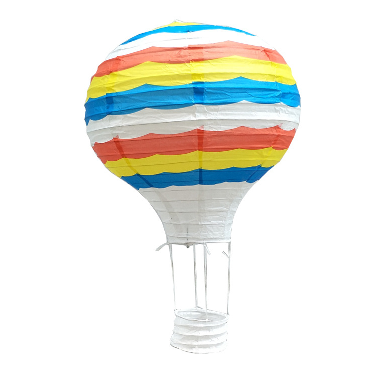 Picture of 2020 new manufacturers wholesale hot air balloon paper lantern two-color stitching rainbow export wedding paper lantern decoration