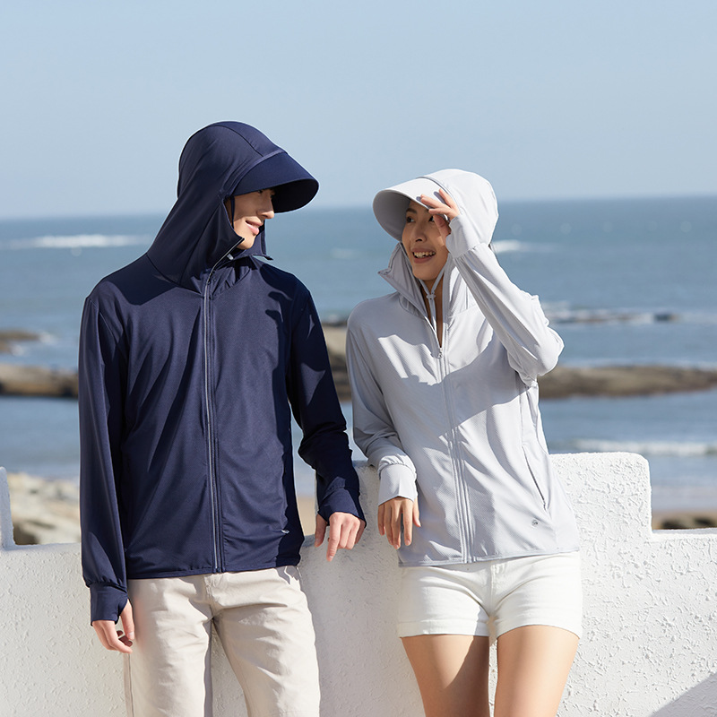 JiaoXia same style sunscreen clothing men's summer ice comfortable skin clothing anti-ultraviolet breathable detachable hat brim fishing
