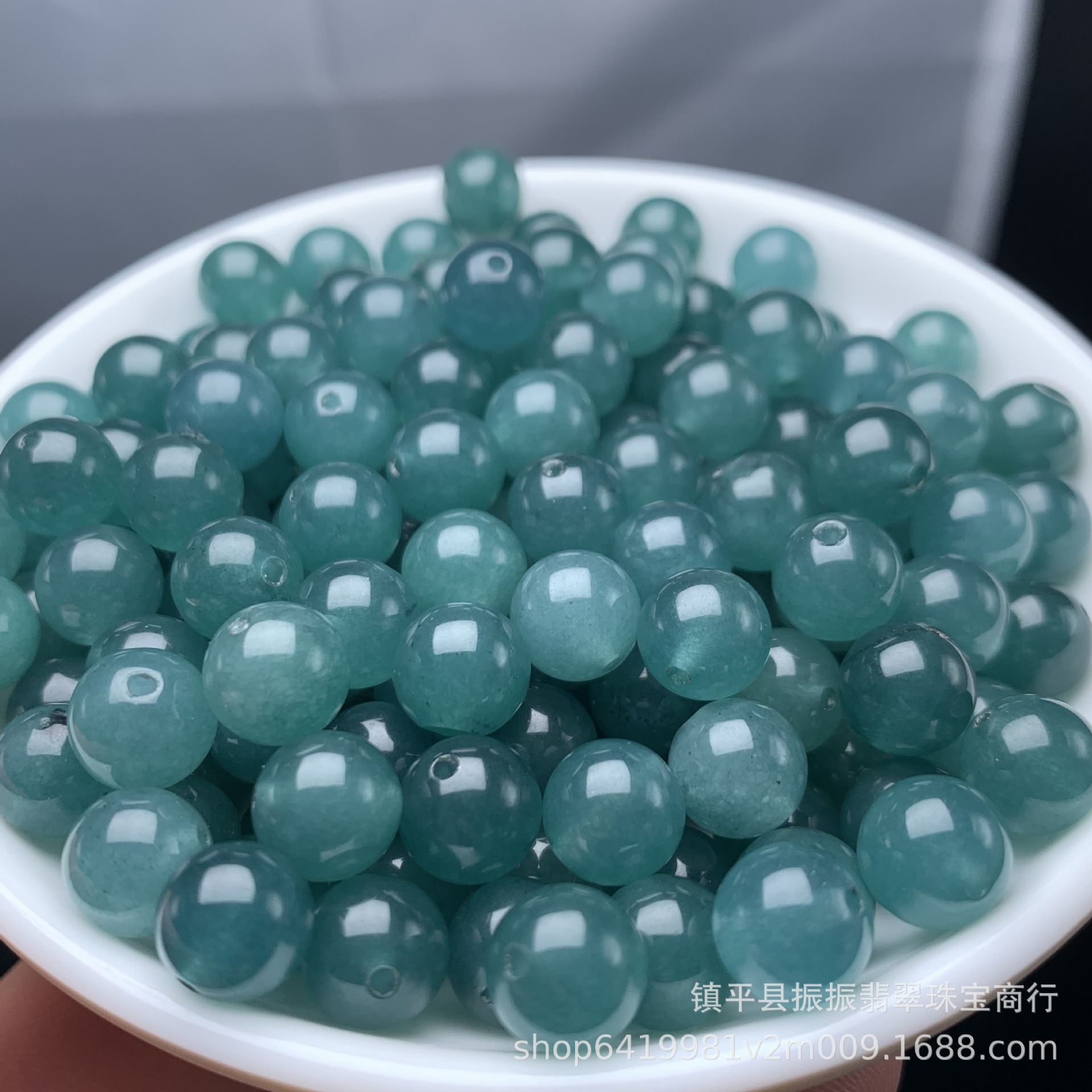 Picture of High ice jade blue water color 8mm round beads wholesale diy jade jewelry bracelet necklace loose beads jade beads bracelet