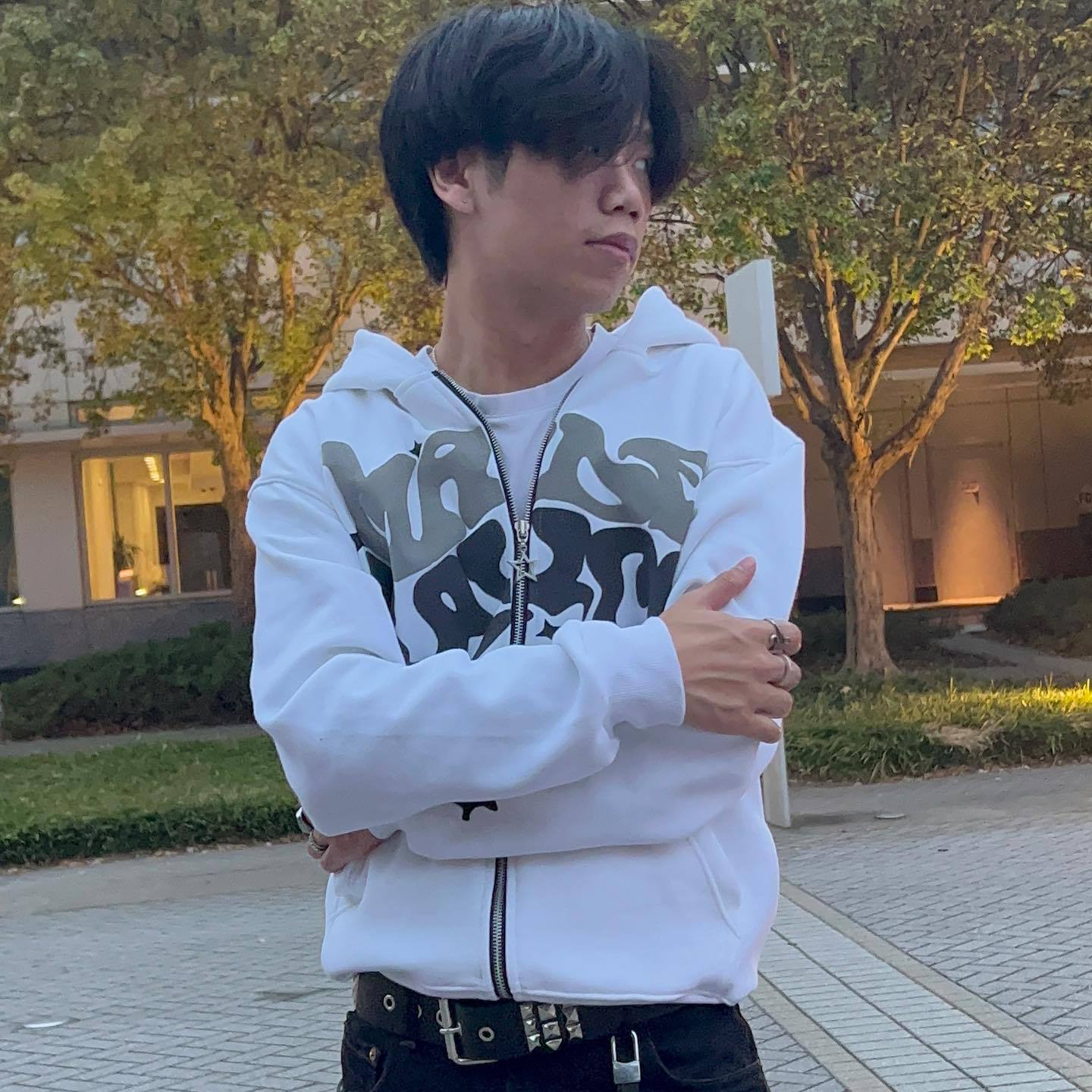Spot 2025 Cross-Border New European and American Street Hip-Hop Foam Printed Letter Cardigan Zipper Hoodie Youth Casual