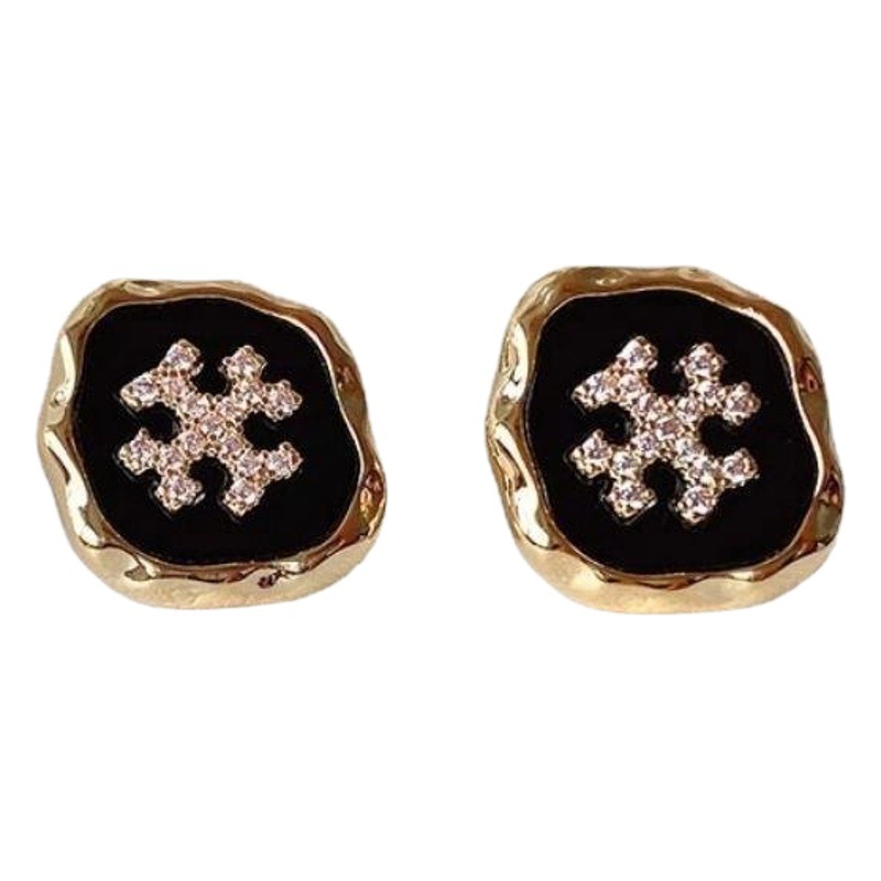 Cross-border retro irregular oil drop earrings new simple diamond snowflake earrings small fragrant wind South Korea earrings wholesale
