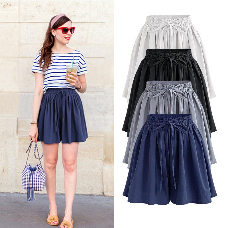 Plus Size Wide Leg Shorts for Women Summer 100kg Chiffon Pants Skirt Fat mm Elastic Waist Loose Versatile Korean Style Casual Pants