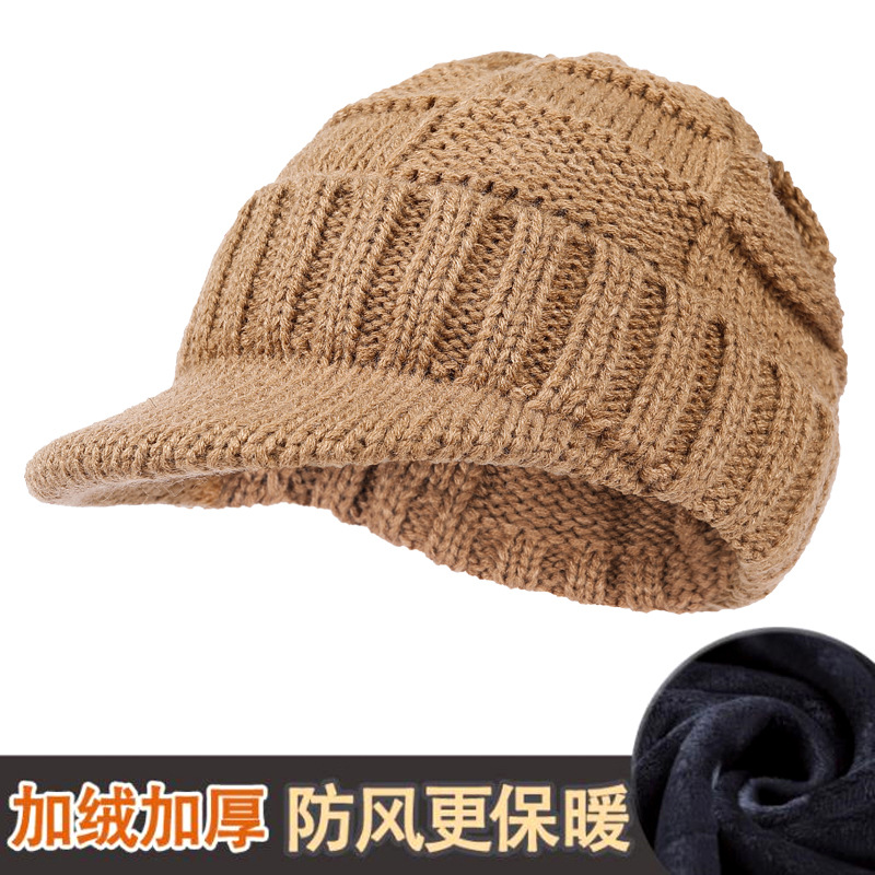 Picture of Hat men's winter warm fleece-lined thickened cap men's knitted cap outdoor cycling ear protection cold wool cap