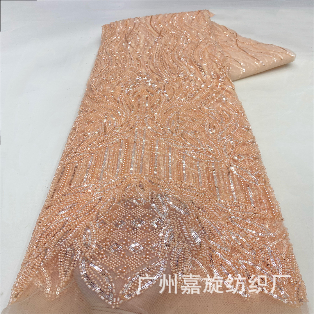 French Gorgeous Beads Bead Tube Sequin Lace Fabric High-End Wedding Dress Banquet Dress Designer DIY Fabric