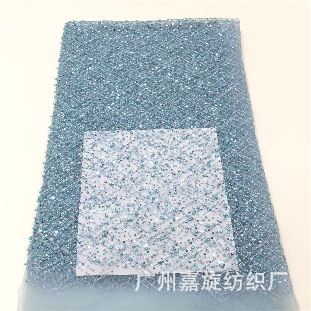 Picture of Rice Bead Sequin Lace Trim Large and Small Checkered Handmade DIY Accessories Dress Wedding Dress Fabric Wedding Lace