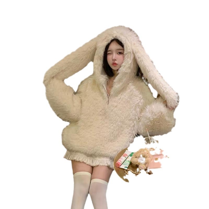 Picture of Imitation Lamb Fur Outwear for Women 2025 Autumn and Winter New Cute Rabbit Ears Loose Thickeneded Fur Outwear