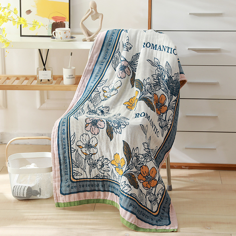Picture of Wholesale Colored Cotton Four-Layer Gauze Bath Towel Absorbent Adult Couple Household Bath Towel Four Seasons Cartoon Cotton Bath Towel