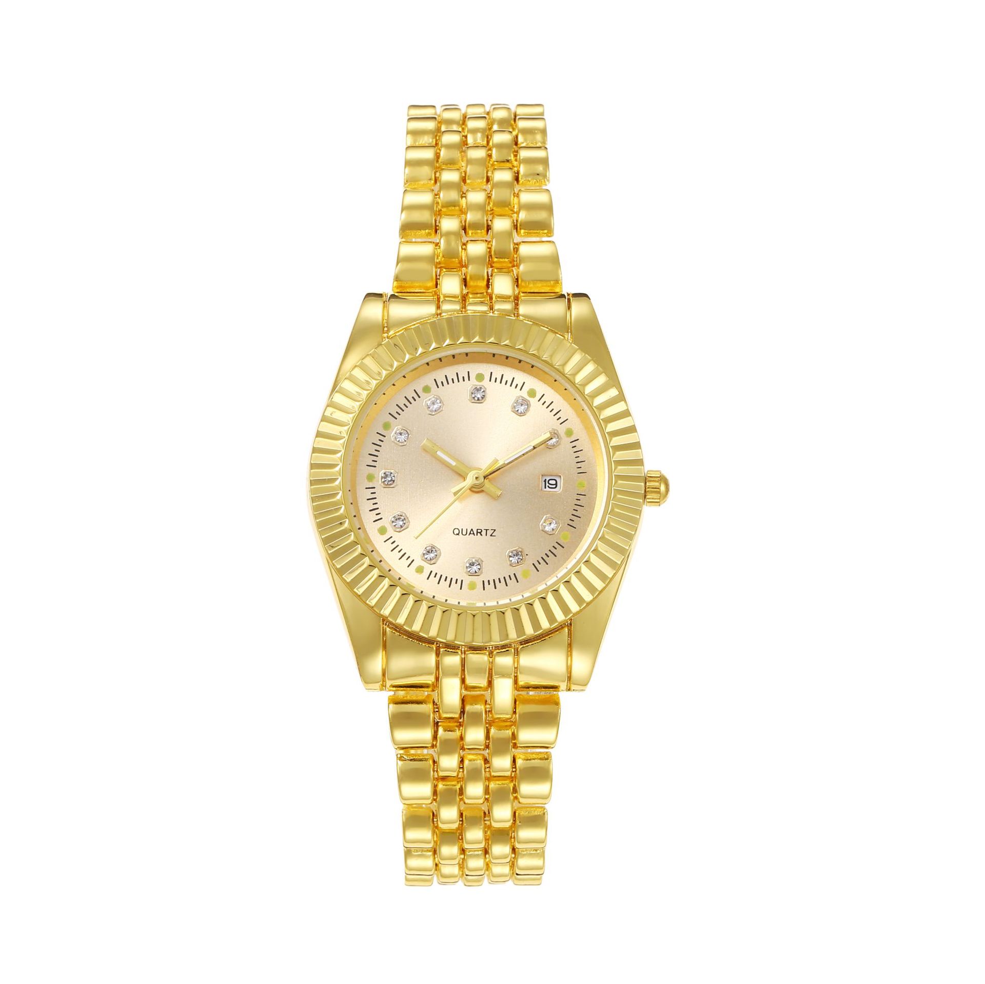 Picture of Foreign Trade Cross-border Explosions Couple's Watch Alloy Men's Calendar Business Room Gold Watch Diamond-encrusted Women's Luminous Watch