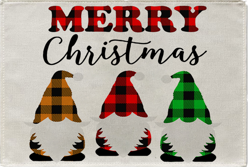 Picture of Christmas Placemat Scandinavian Style English Letter Napkin Western Restaurant Tablecloth Single Layer Linen Insulation Mat Table Mat