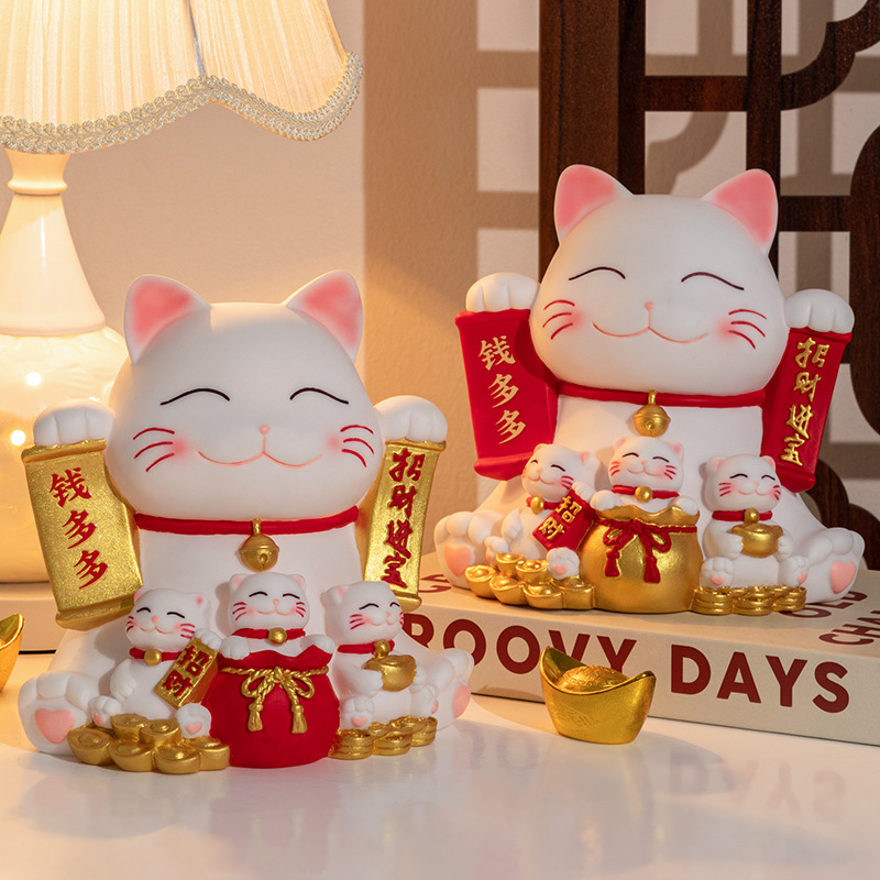 Picture of Lucky Cat creative vinyl piggy bank drop-resistant large capacity change piggy bank can save student gift ornaments