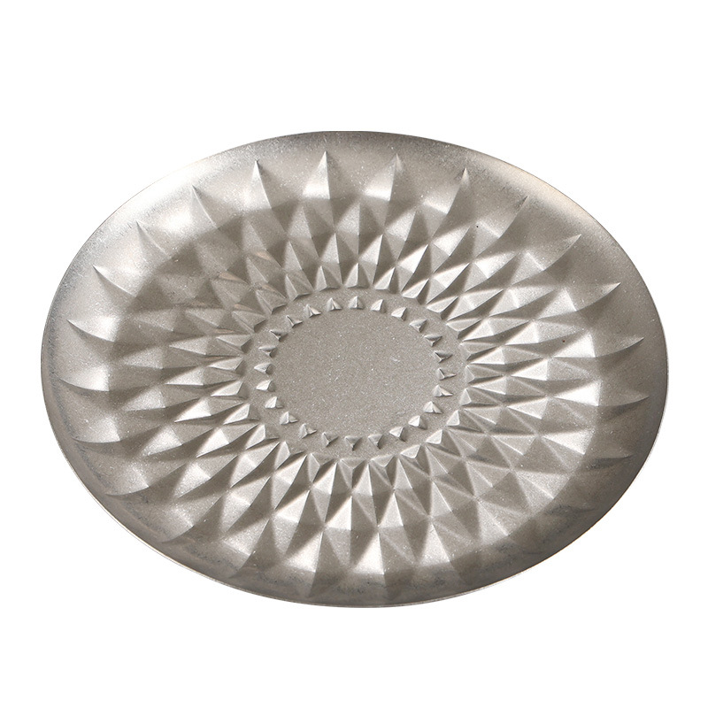 Vintage Stainless Steel Plate Disc Fruit Plate Advanced Sense Entry Luxury Creative Hotel Commercial Plate Tray Dish
