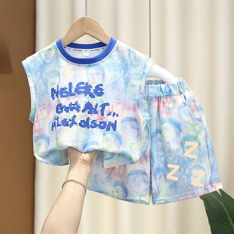 Picture of Boys' Vest suit 2024 New Arrival Duffy Handsome Baby Summer Sleeveless Clothes Trendy Children's Thin Summer Two-Piece Set