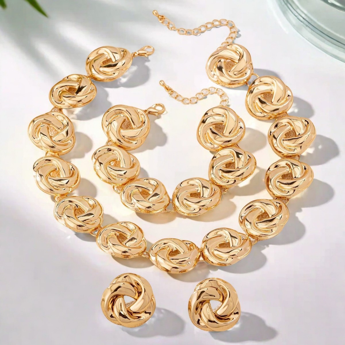 Picture of European and American Cross-border Source Retro Fashion Knot Geometric Necklace Bracelet Earrings Wrap Style Jewelry Niche Ladies
