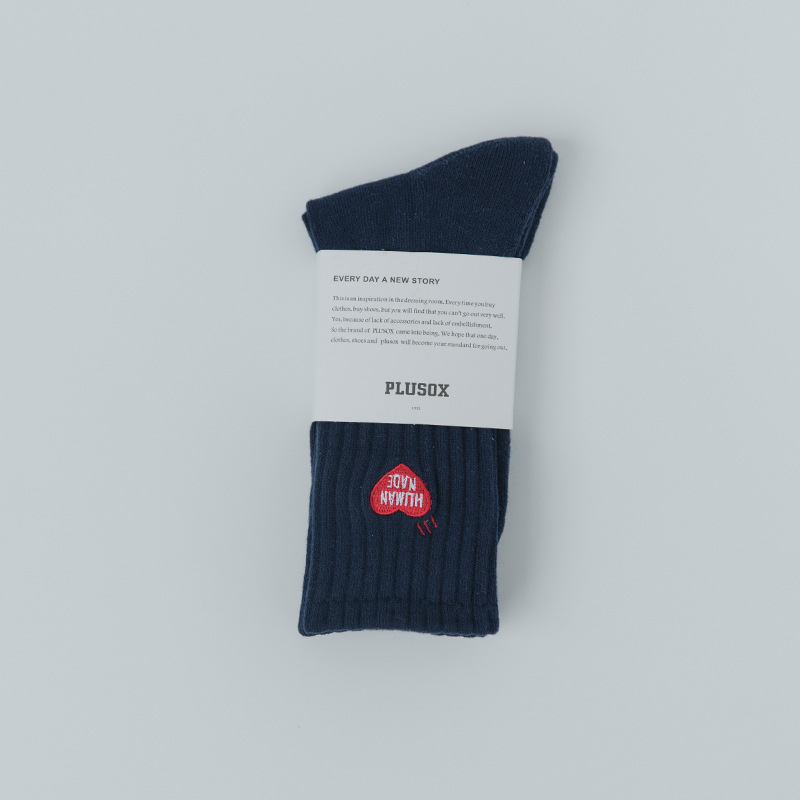 Picture of Mekki Couple Socks Thick Thread Terry Bottom Sports Socks Heart Embroidered Mid-Calf Socks Popular Socks