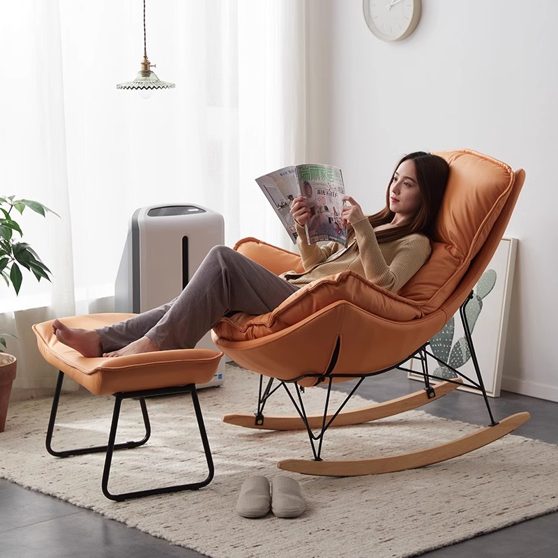 Rocking Chair Recliner Light Luxury Lazy Sofa Living Room Balcony Home Rocking Chair Adult Single Casual Lobster Snail Chair